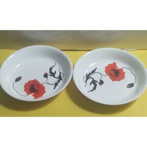 Vintage Wedgwood Susie Cooper Cornpoppy large Soup Bowls 8" (sets of 4)